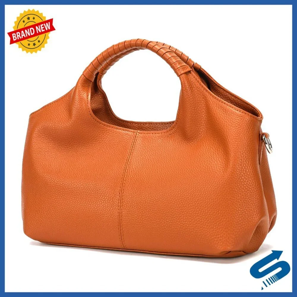 Genuine Leather Hobo Tote Bag with Adjustable Straps